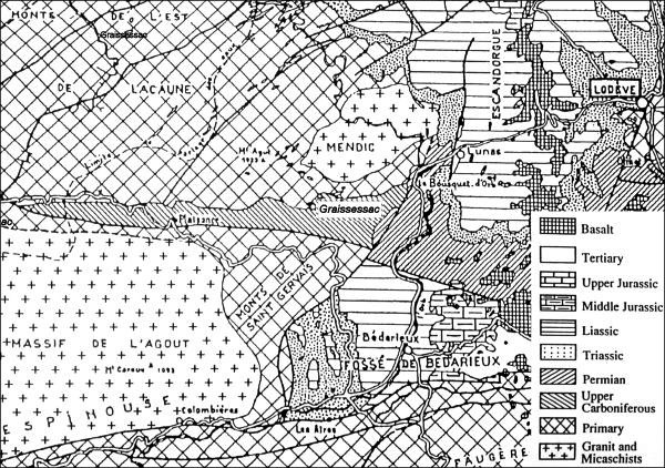 Geologische kaart van Graissessac